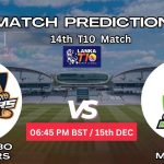 কলম্বো জাগুয়ার বনাম গালে মার্ভেলস ম্যাচ প্রেডিকশন: CBJ বনাম GM, 14th T10 ম্যাচ, বিশ্লেষণ ও পিচ রিপোর্ট – আজকের ম্যাচে কে জিতবে?
