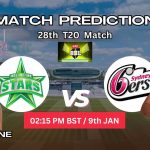মেলবোর্ন স্টারস বনাম সিডনি সিক্সার্স ম্যাচ প্রেডিকশন: MS vs SS, 28th T20 ম্যাচ, বিশ্লেষণ ও পিচ রিপোর্ট – আজকের ম্যাচে কে জিতবে?