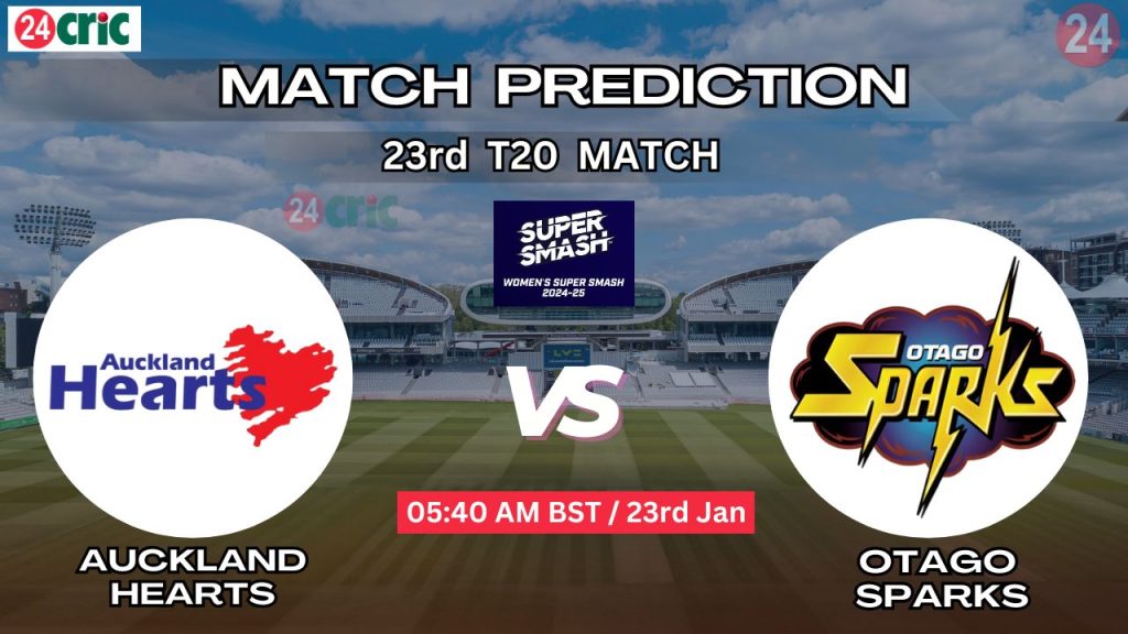 অকল্যান্ড হার্টস বনাম ওটাগো স্পার্কস ম্যাচ প্রেডিকশন AH-W vs OS-W, ২৩তম T20 ম্যাচ