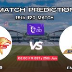 গাল্ফ জায়ান্টস বনাম এমআই এমিরেটস ম্যাচ প্রেডিকশন: GG vs MIE, ১৯তম T20 ম্যাচ, বিশ্লেষণ ও পিচ রিপোর্ট – আজকের ম্যাচে কে জিতবে?